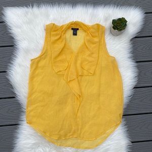 Ann Taylor yellow plaid ruffle tank top